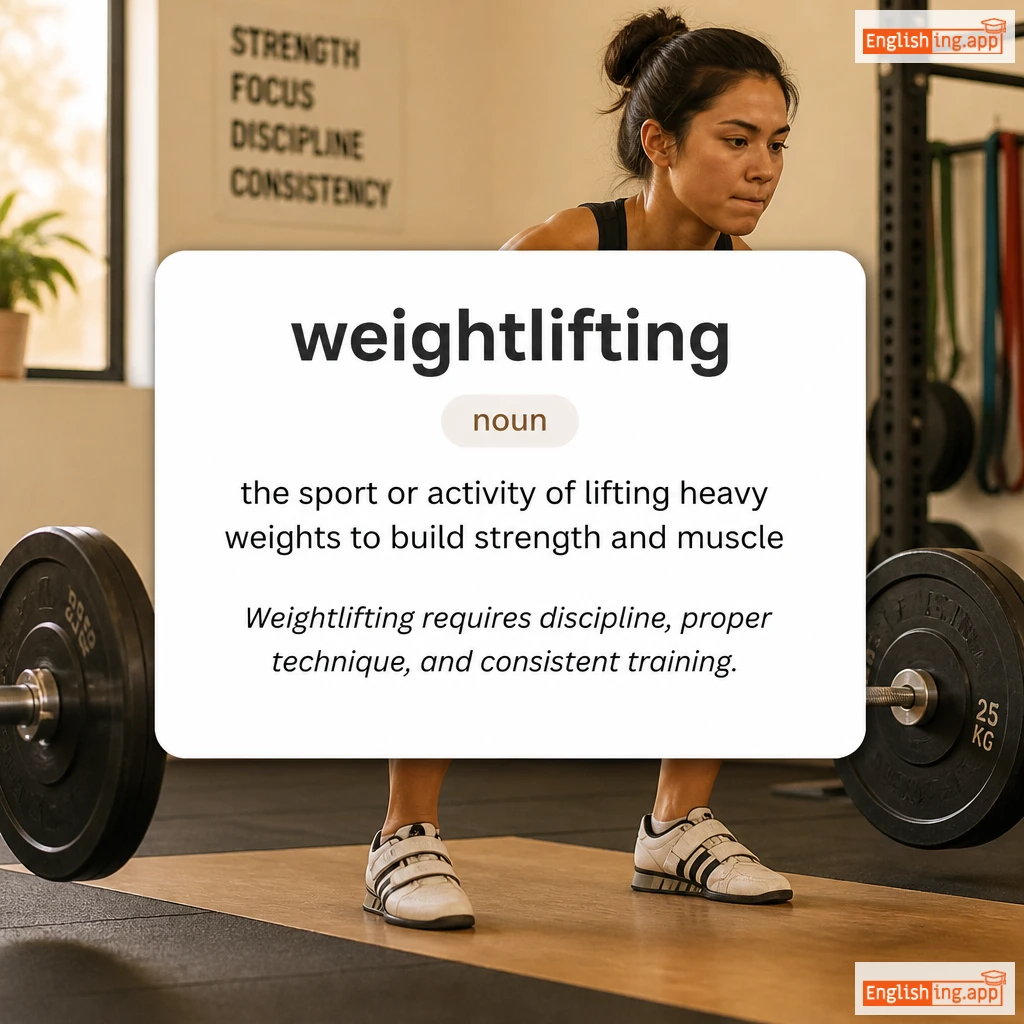 weightlifting definition card — visual illustration of the meaning