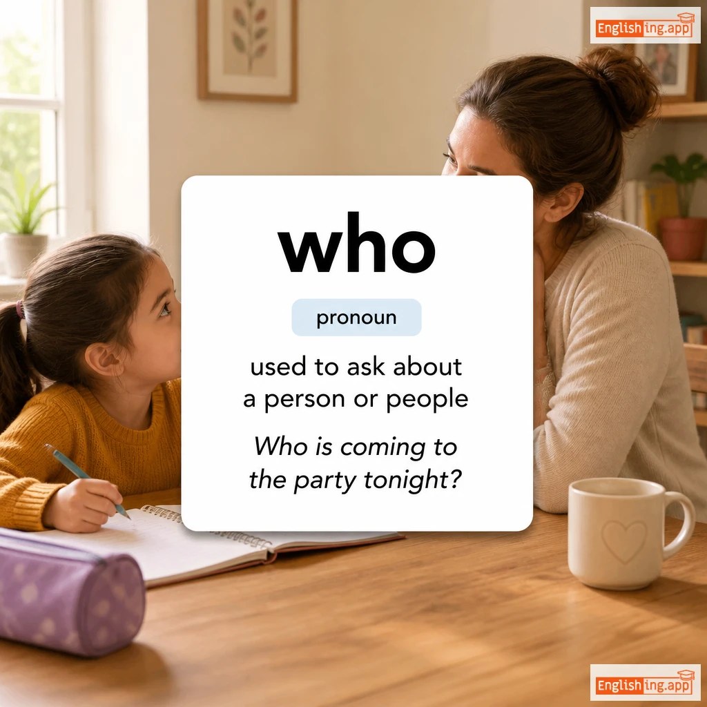 who definition card — visual illustration of the meaning