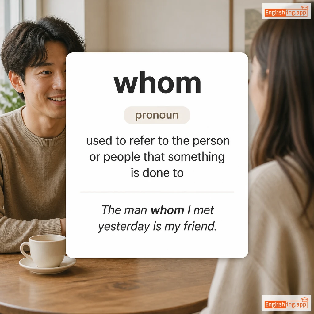 whom definition card — visual illustration of the meaning