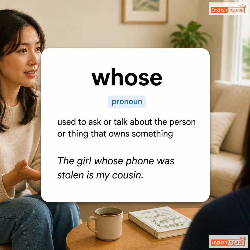 whose definition card — visual illustration of the meaning
