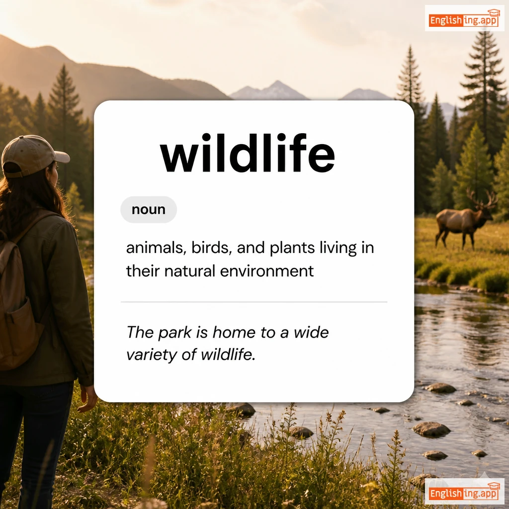 wildlife definition card — visual illustration of the meaning