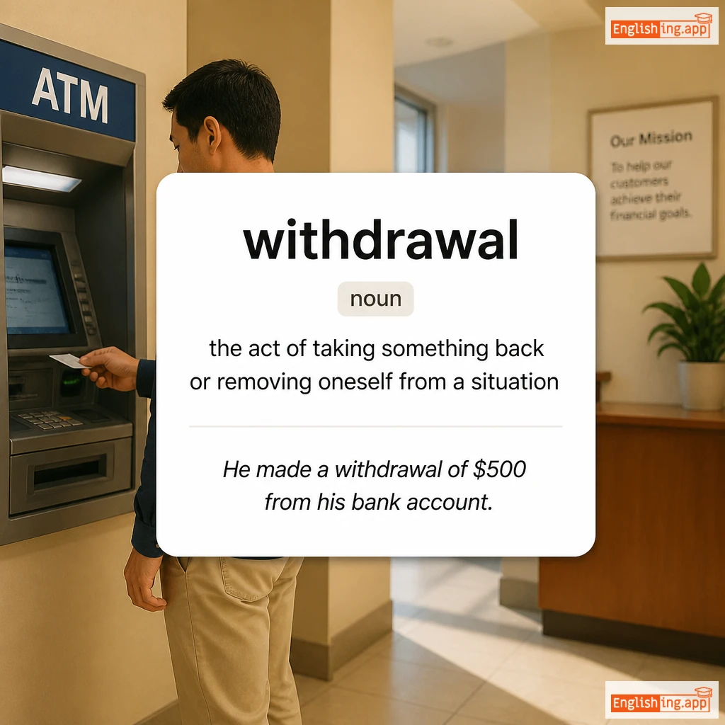 withdrawal definition card — visual illustration of the meaning