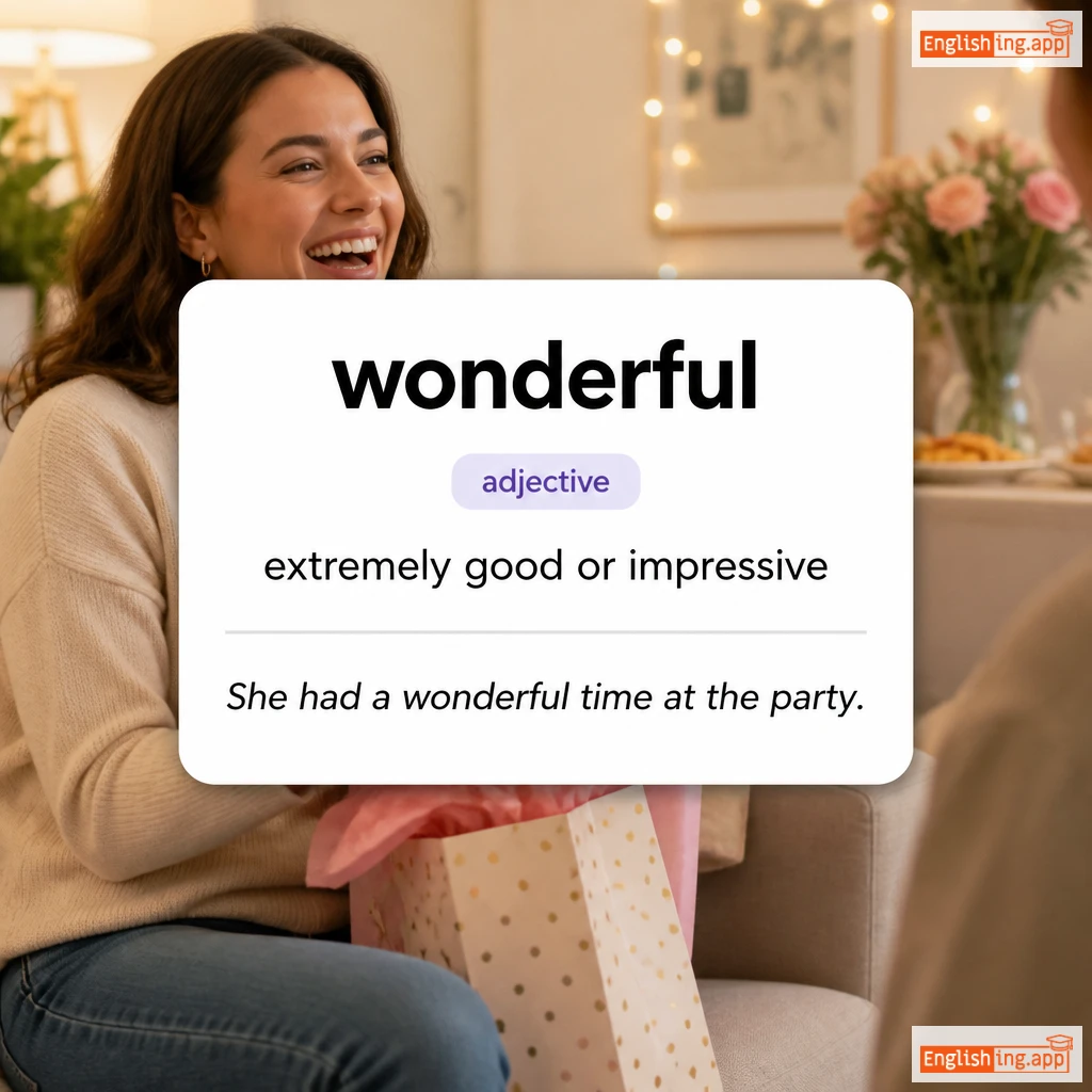 wonderful definition card — visual illustration of the meaning