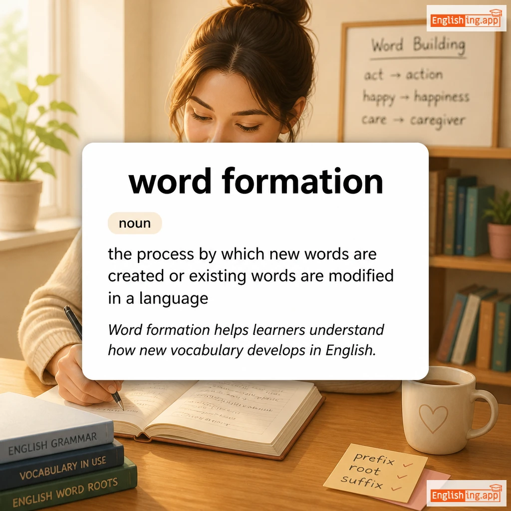 word formation definition card — visual illustration of the meaning