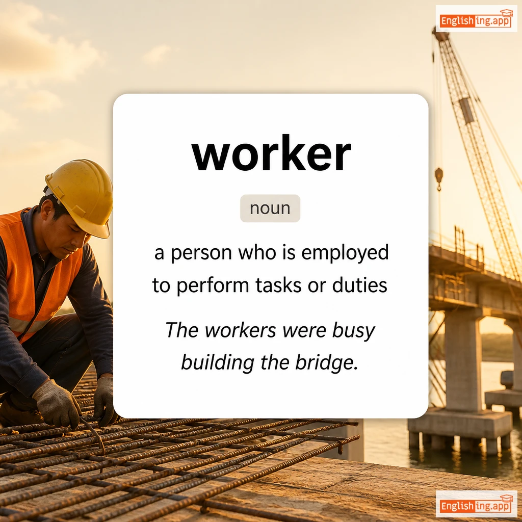 worker definition card — visual illustration of the meaning