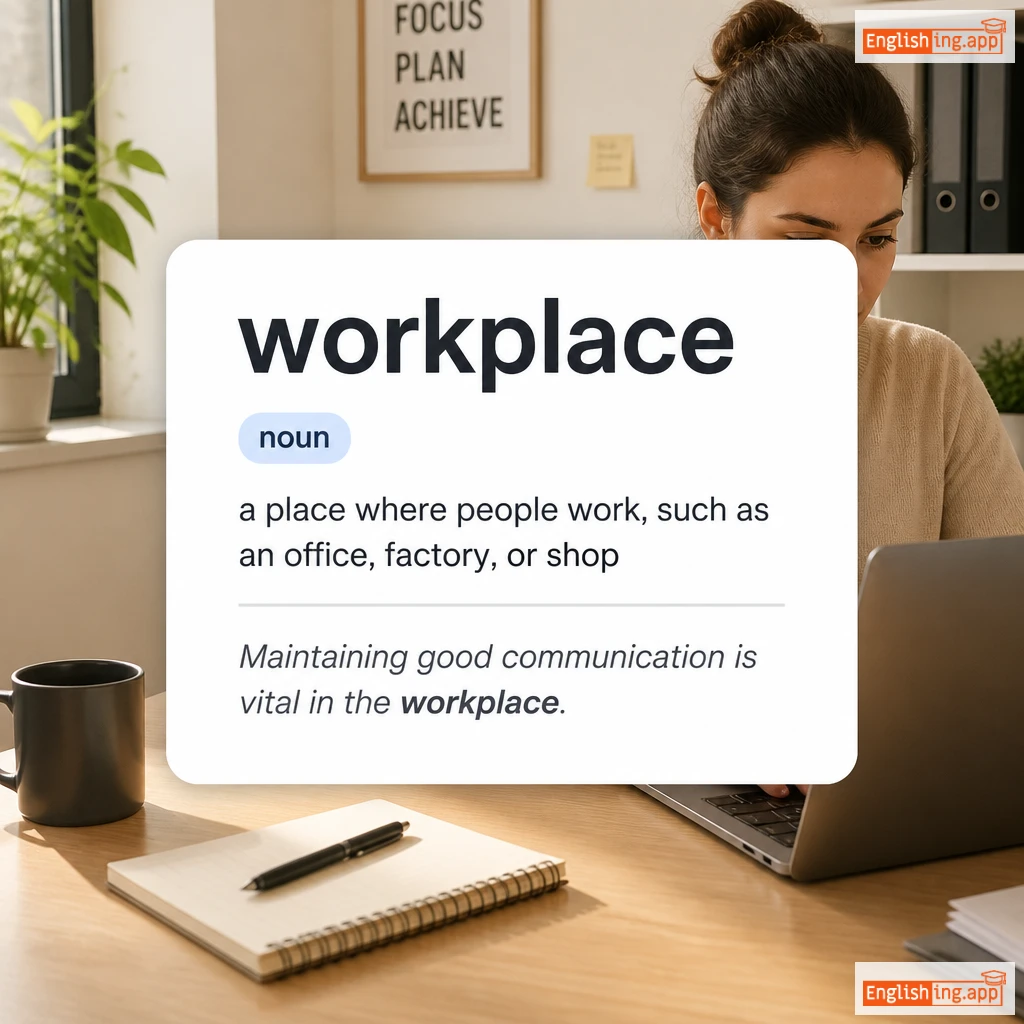 workplace definition card — visual illustration of the meaning