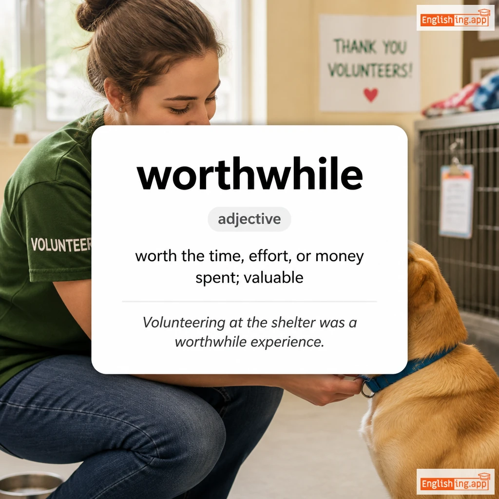 worthwhile definition card — visual illustration of the meaning