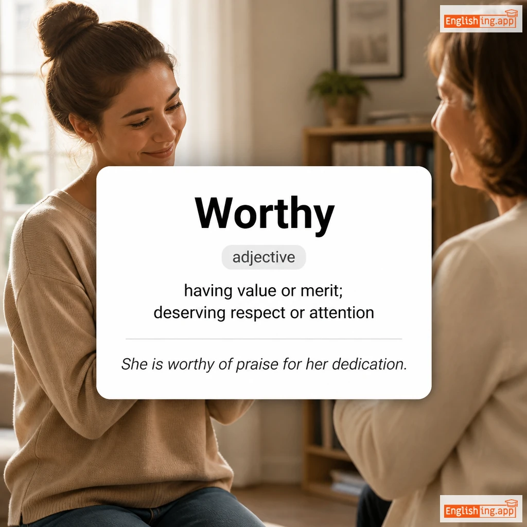 Worthy definition card — visual illustration of the meaning