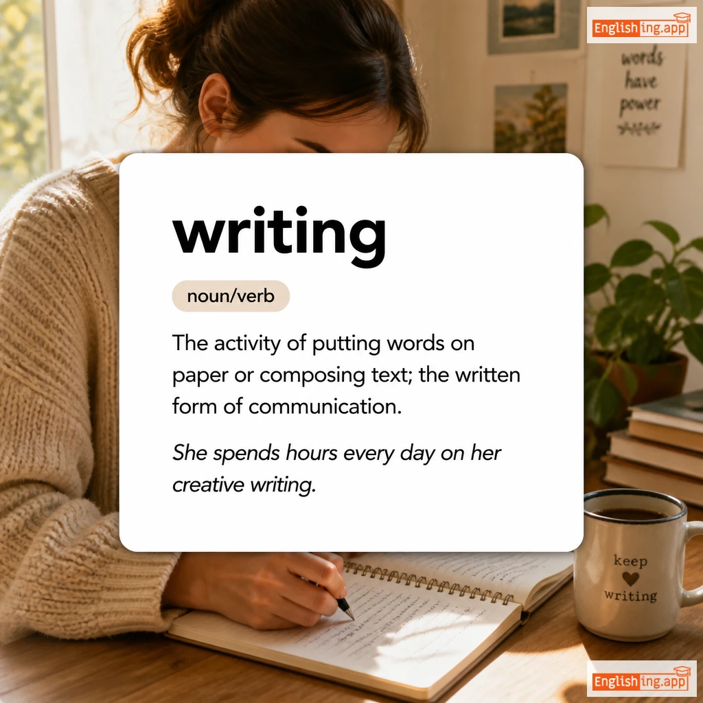 writing definition card — visual illustration of the meaning