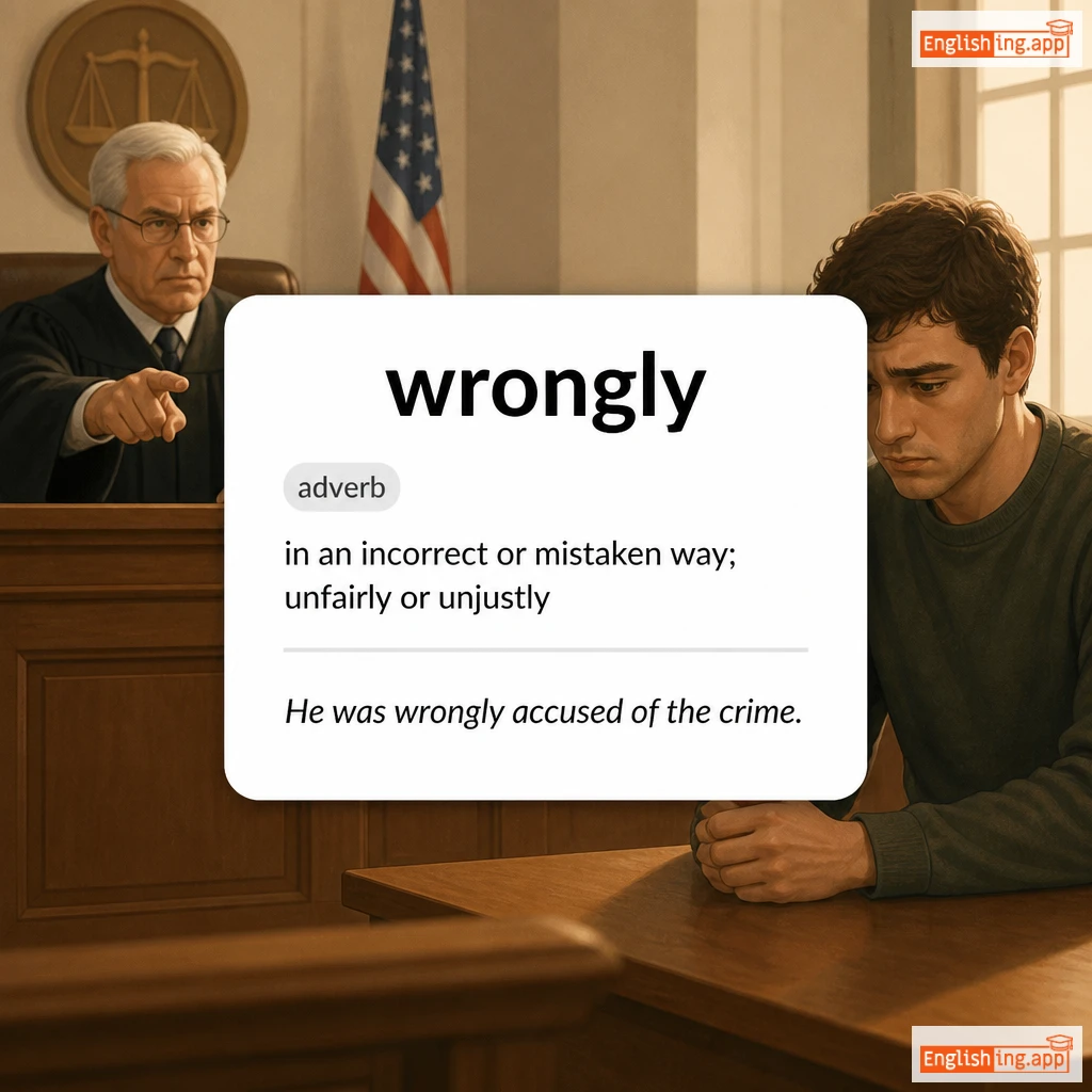 wrongly definition card — visual illustration of the meaning
