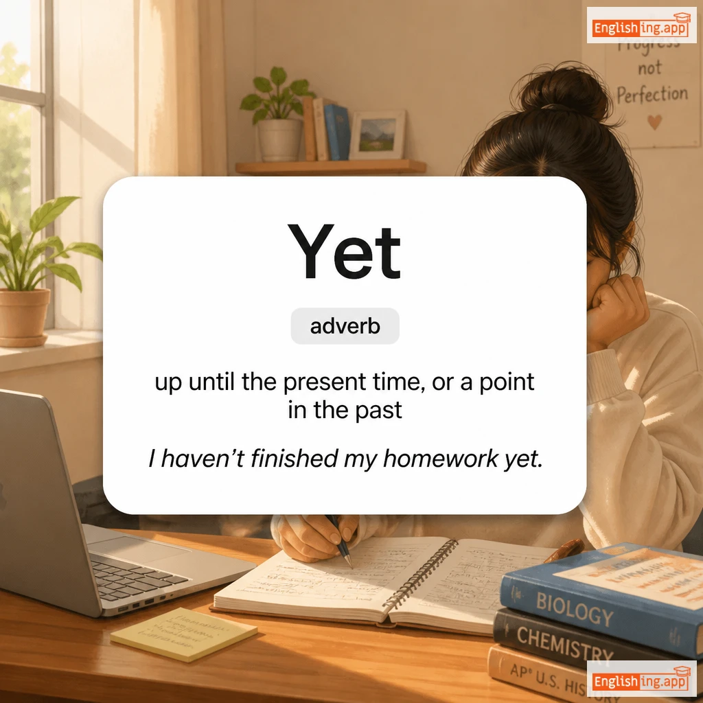 Yet definition card — visual illustration of the meaning