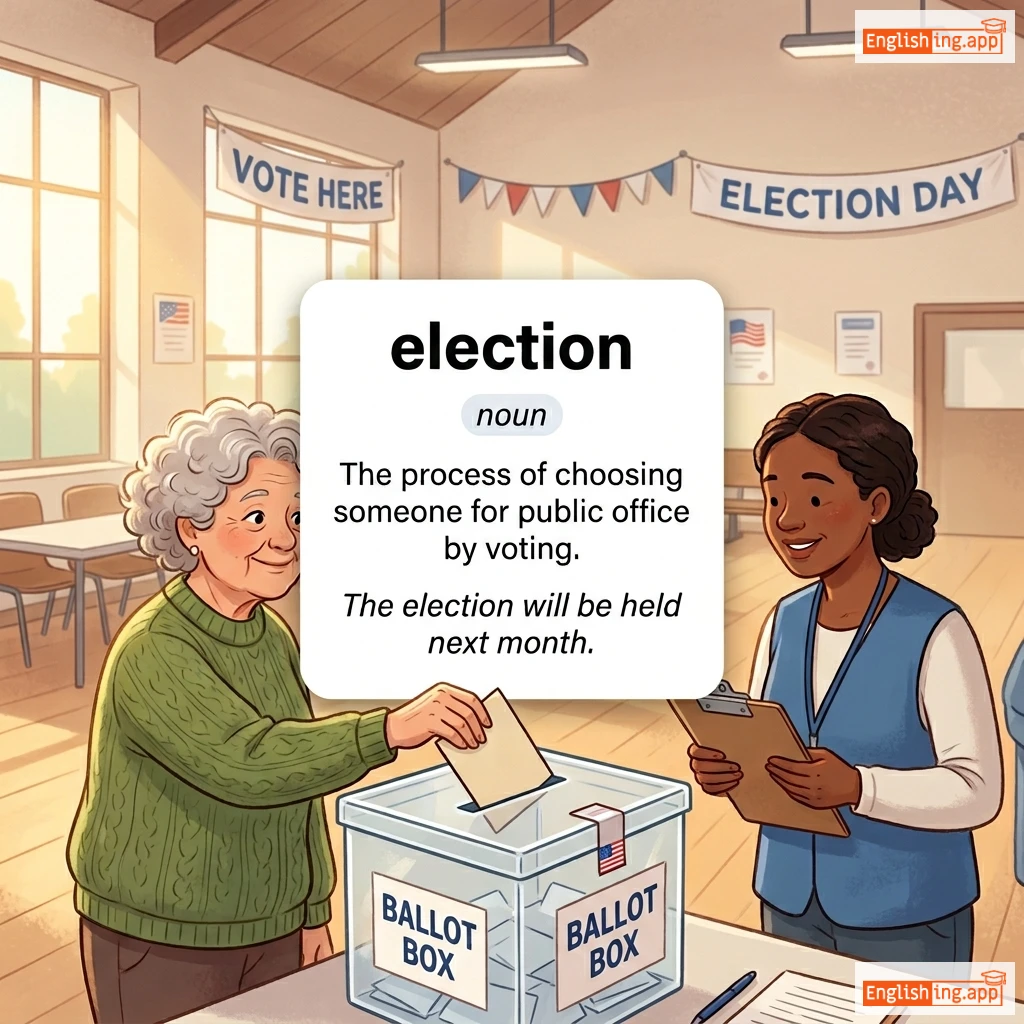 election definition card — visual illustration of the meaning