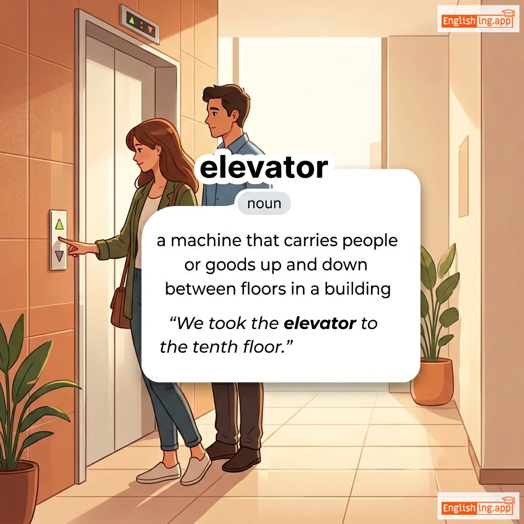 elevator definition card — visual illustration of the meaning