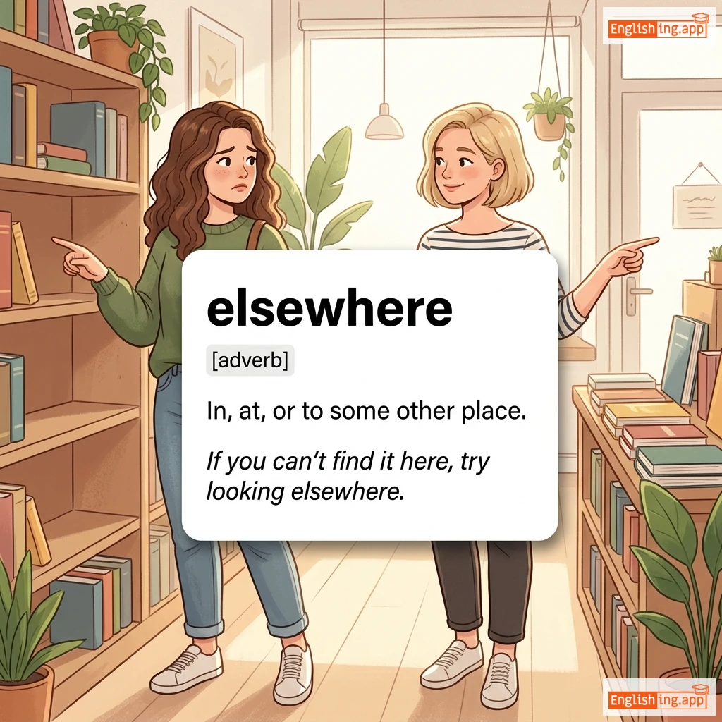 elsewhere definition card — visual illustration of the meaning