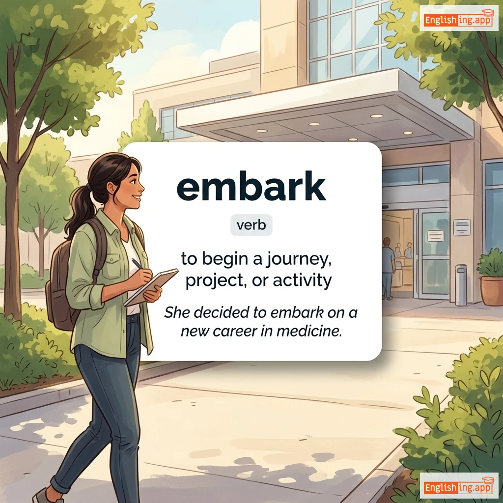 embark definition card — visual illustration of the meaning
