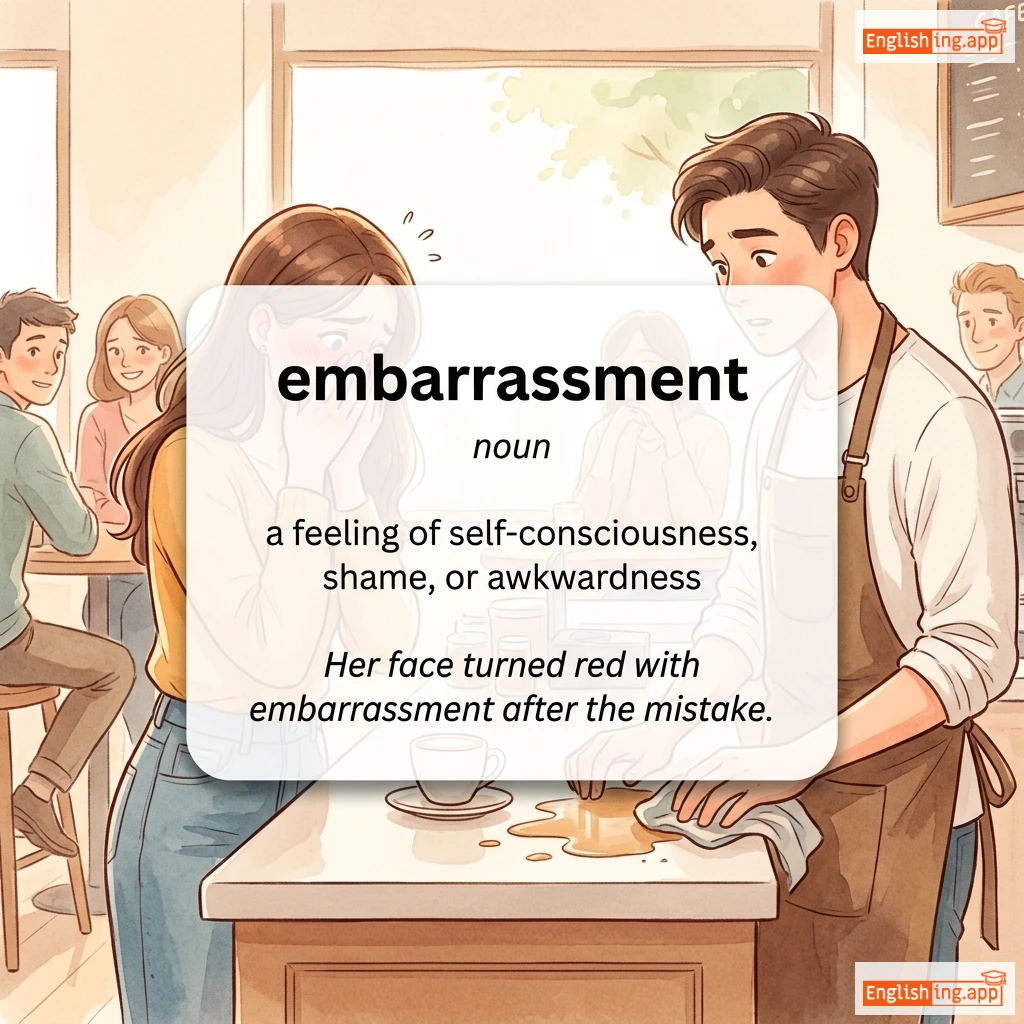 embarrassment definition card — visual illustration of the meaning