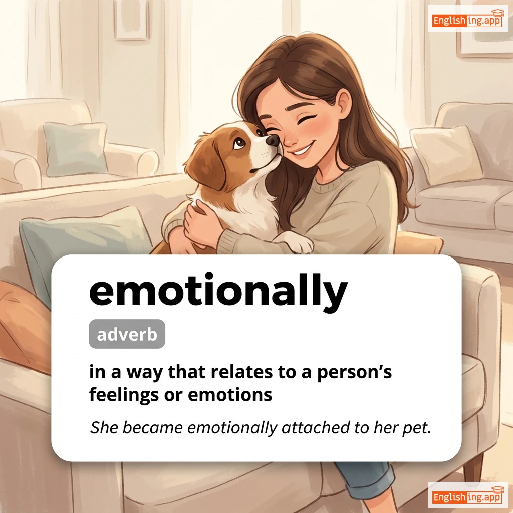 emotionally definition card — visual illustration of the meaning