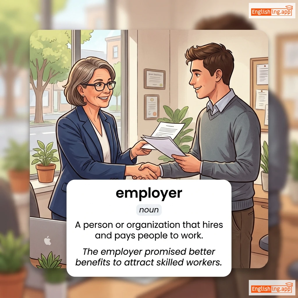 employer definition card — visual illustration of the meaning