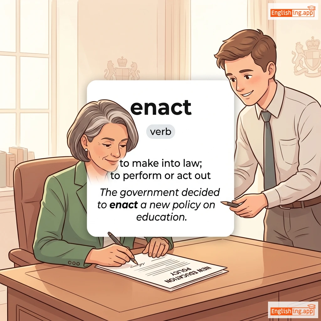 enact definition card — visual illustration of the meaning