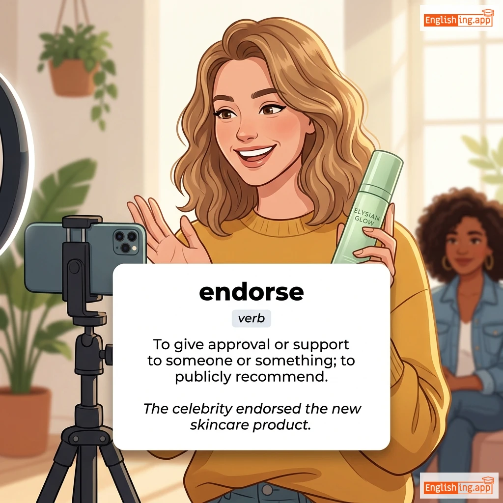 endorse definition card — visual illustration of the meaning