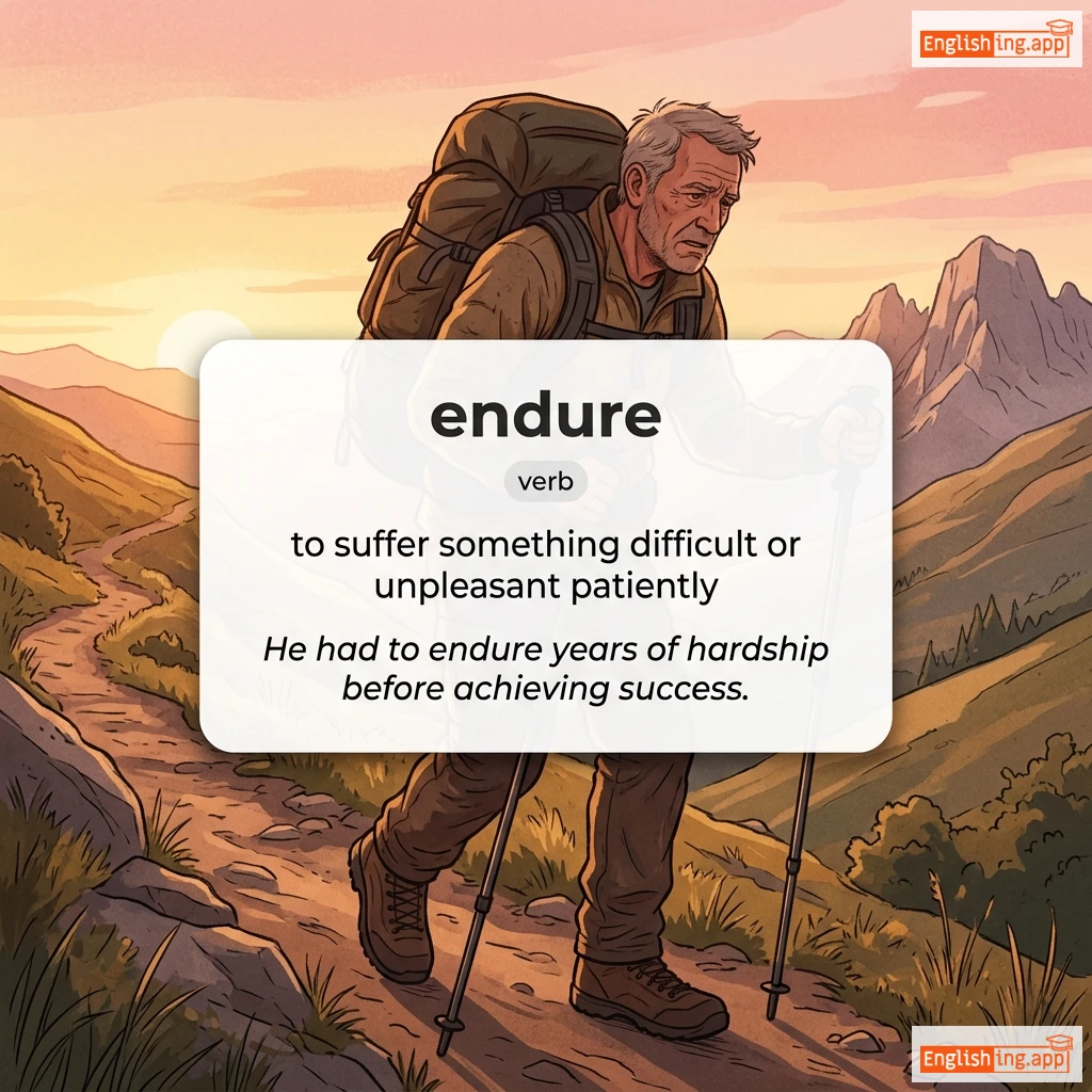 endure definition card — visual illustration of the meaning