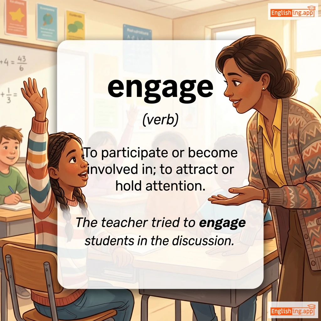 engage definition card — visual illustration of the meaning