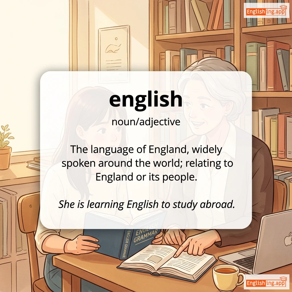 english definition card — visual illustration of the meaning