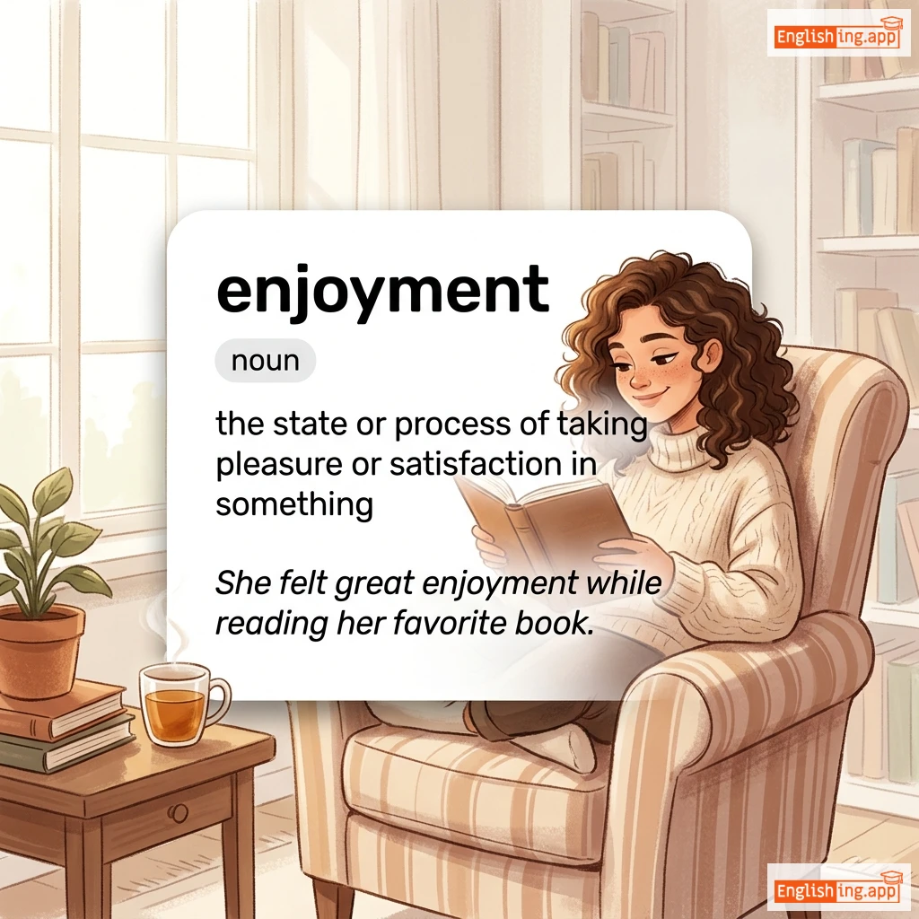 enjoyment definition card — visual illustration of the meaning