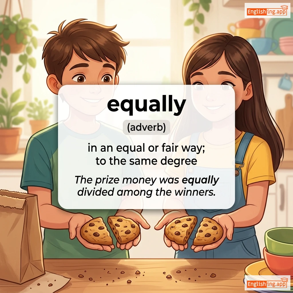 equally definition card — visual illustration of the meaning