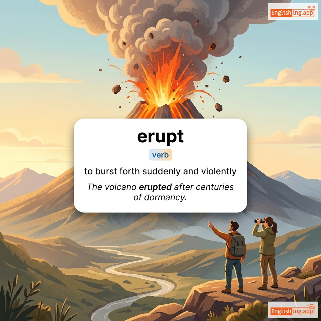 erupt definition card — visual illustration of the meaning
