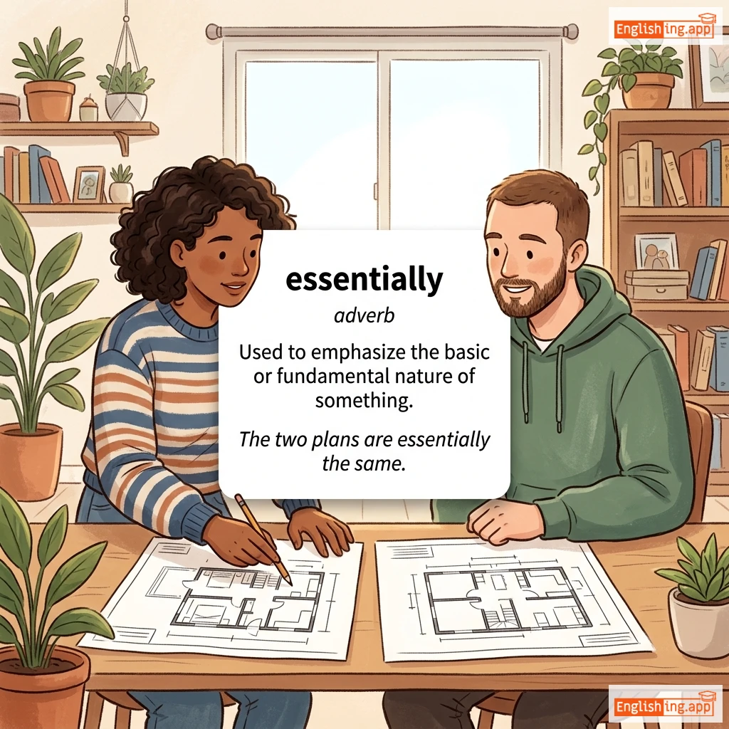 essentially definition card — visual illustration of the meaning