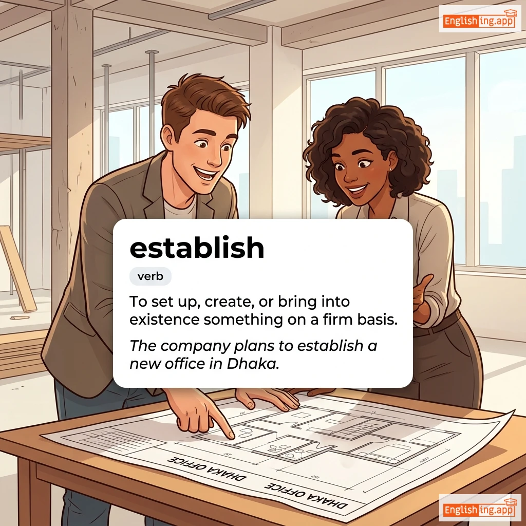 establish definition card — visual illustration of the meaning