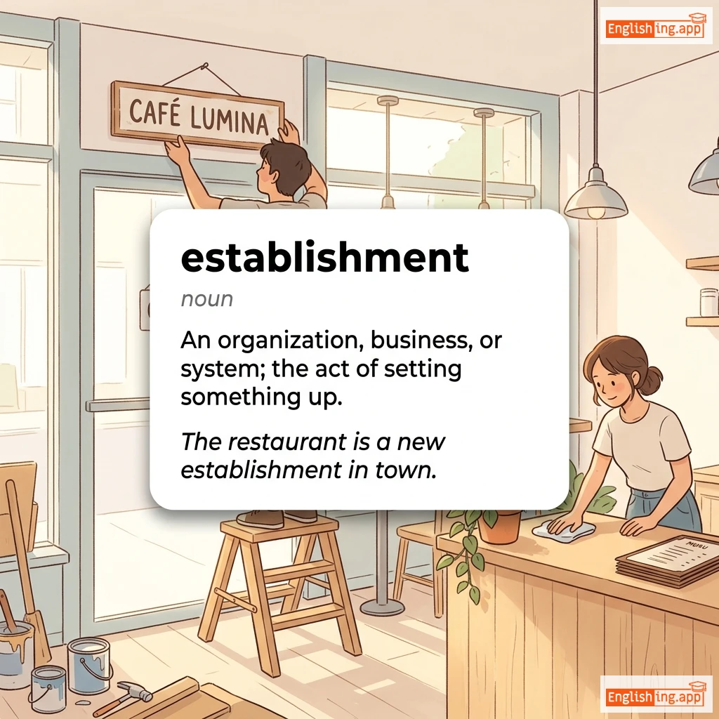 establishment definition card — visual illustration of the meaning