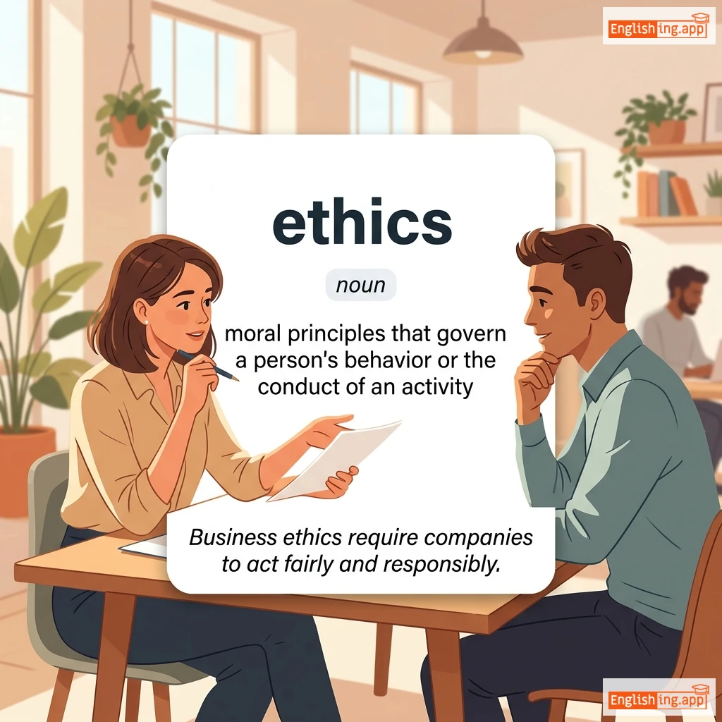 ethics definition card — visual illustration of the meaning