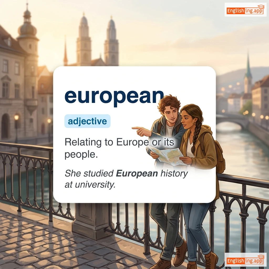 european definition card — visual illustration of the meaning