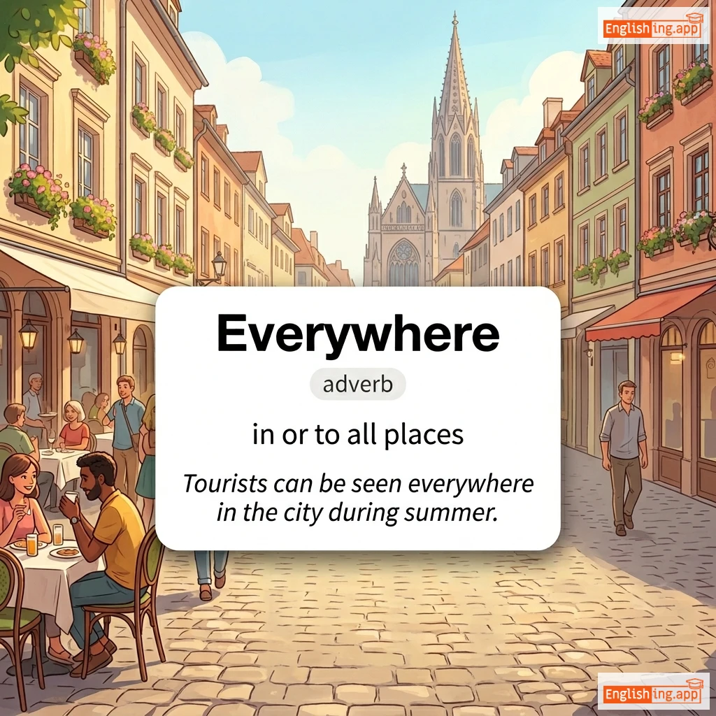 Everywhere definition card — visual illustration of the meaning