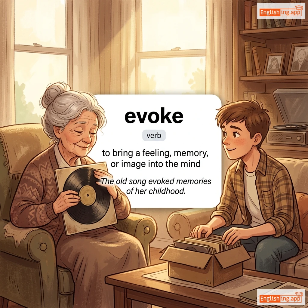 evoke definition card — visual illustration of the meaning