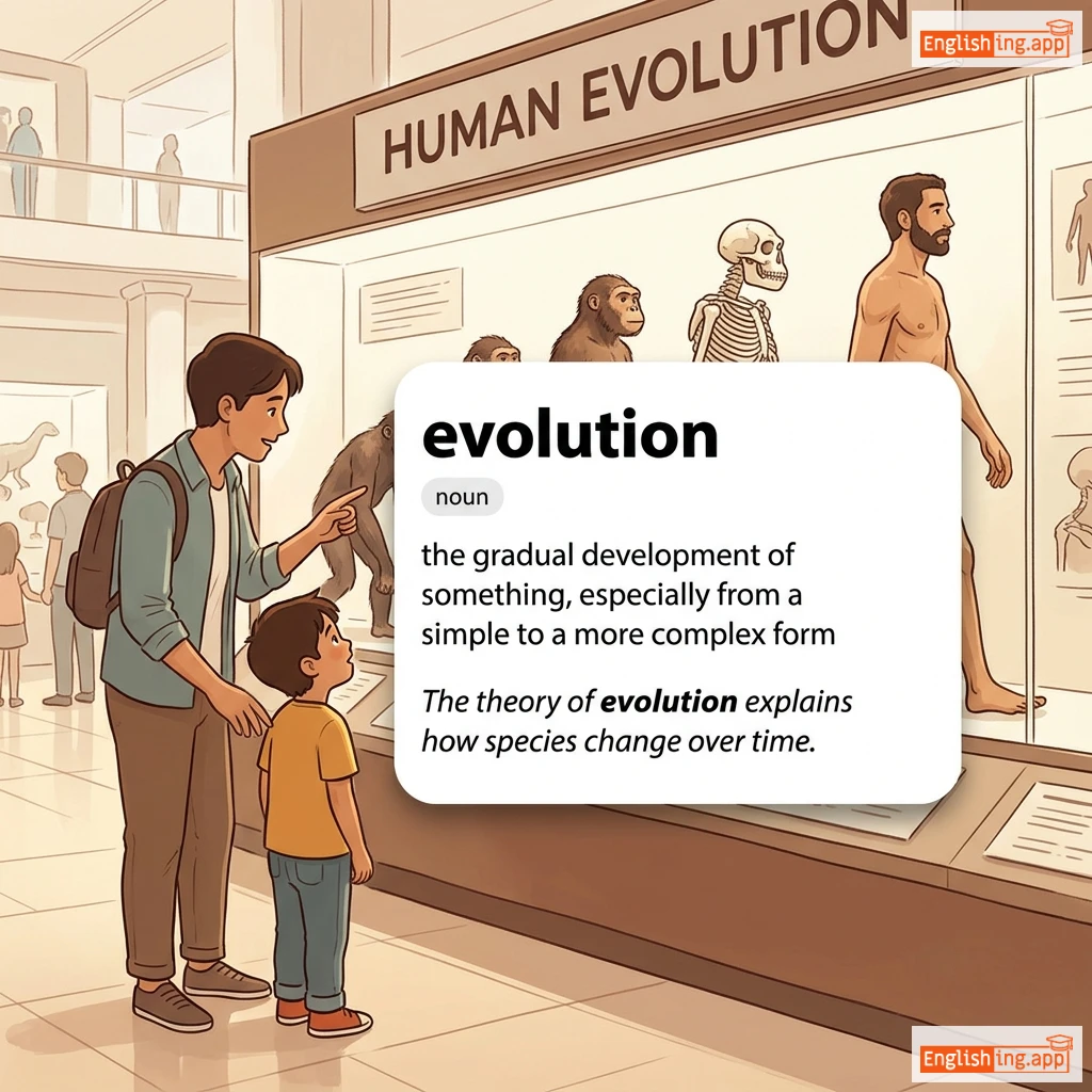 evolution definition card — visual illustration of the meaning