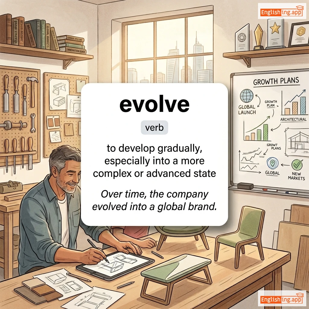 evolve definition card — visual illustration of the meaning