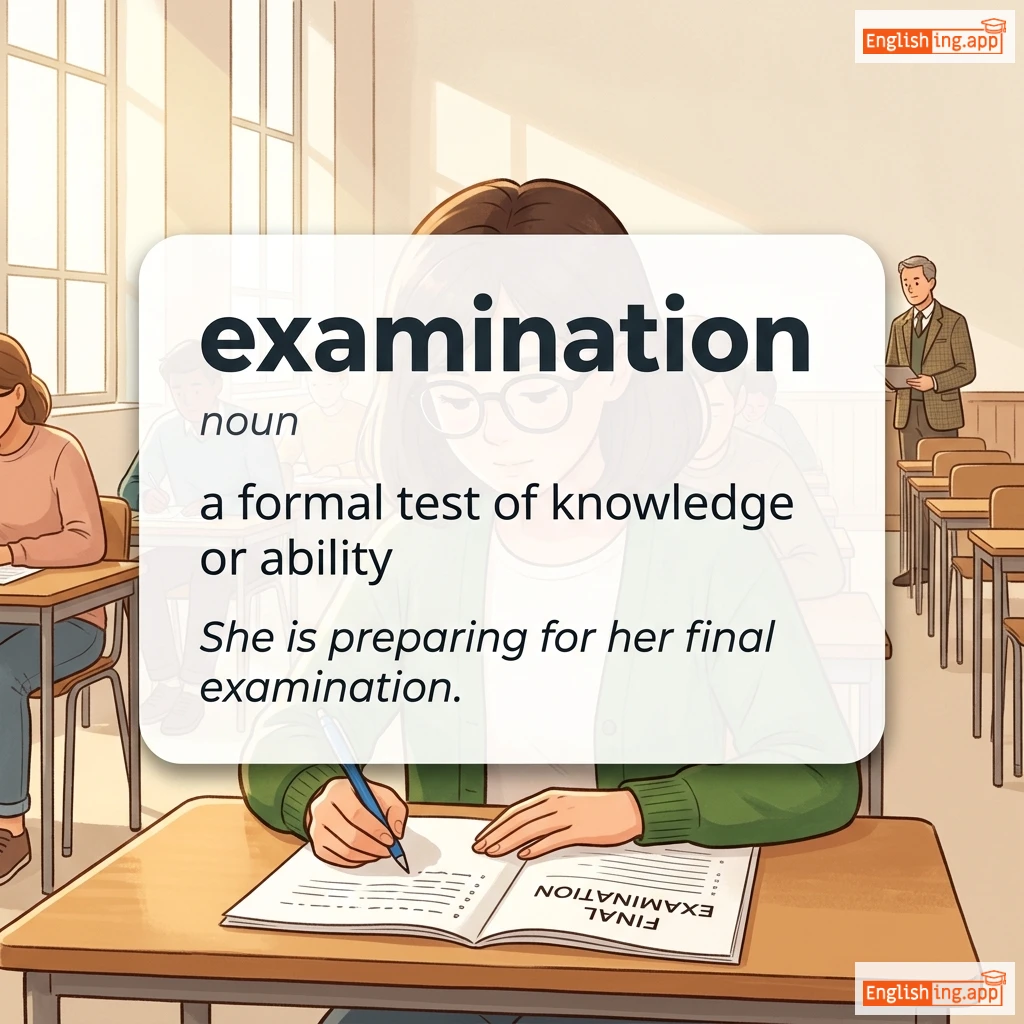 examination definition card — visual illustration of the meaning