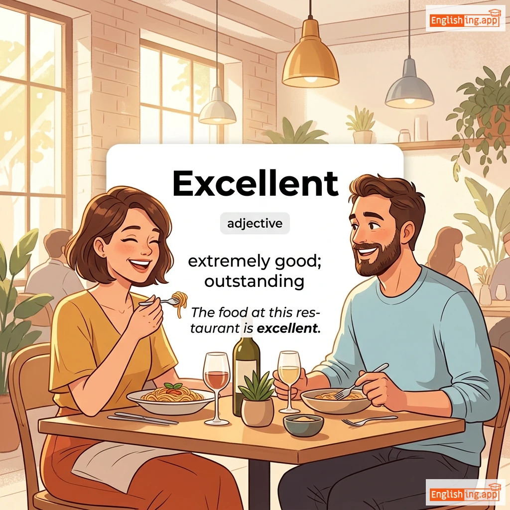 Excellent definition card — visual illustration of the meaning