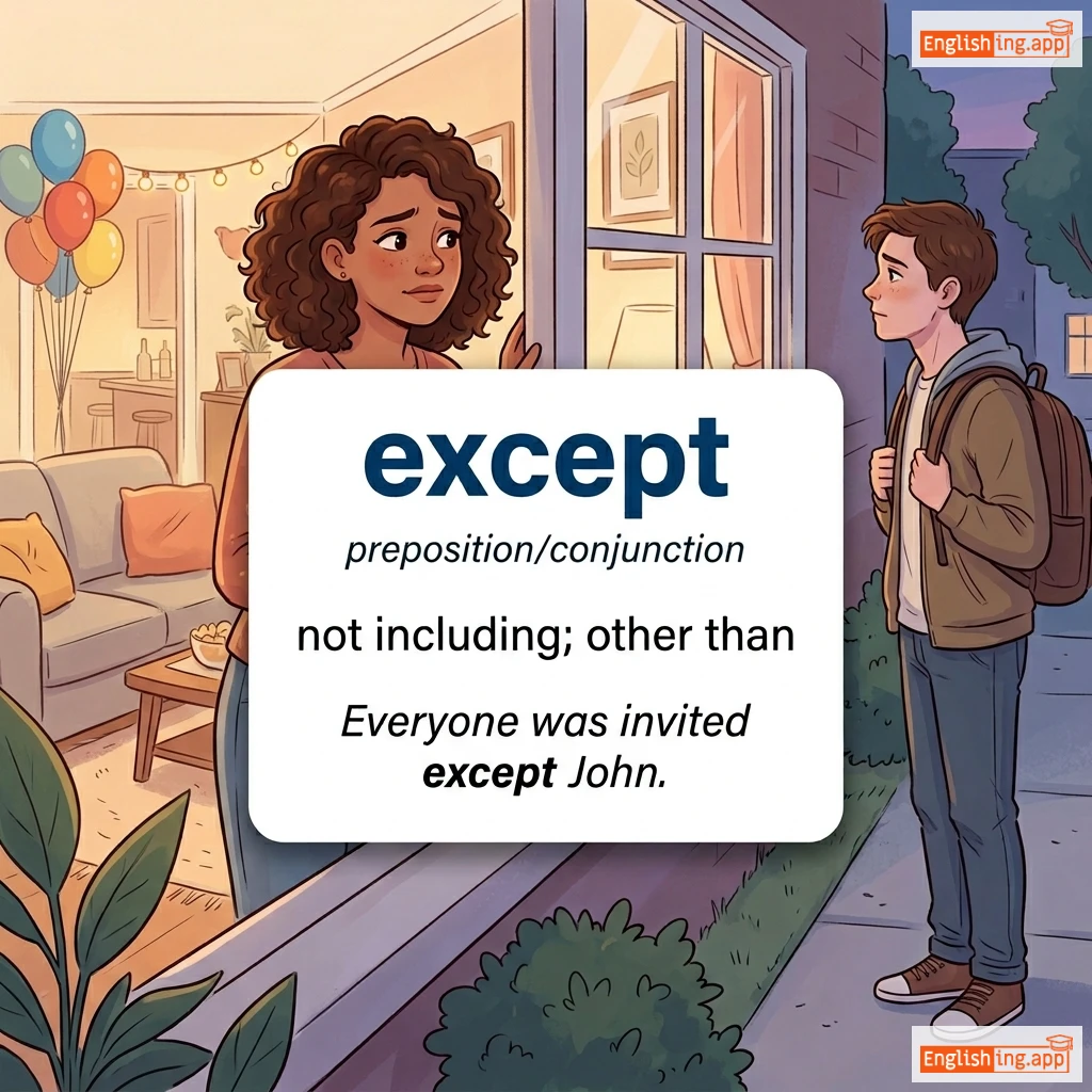 except definition card — visual illustration of the meaning