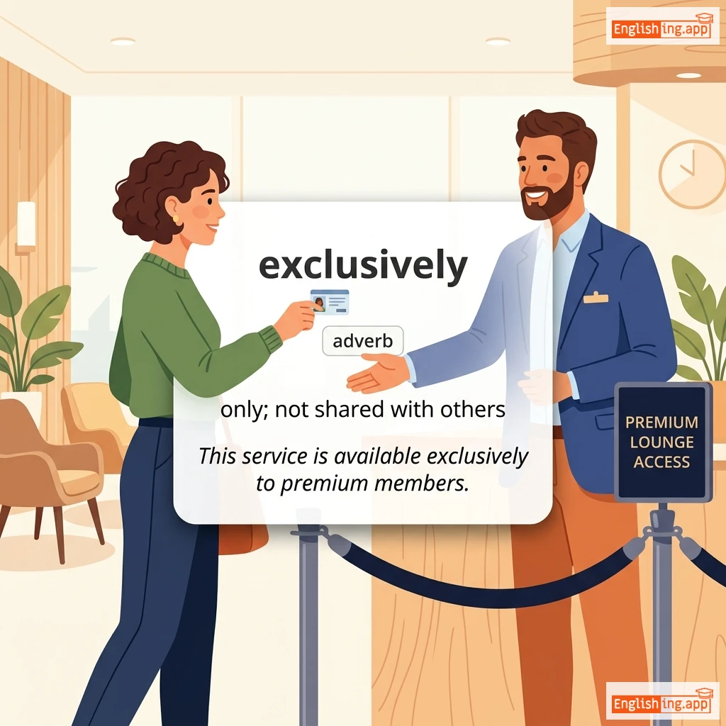 exclusively definition card — visual illustration of the meaning