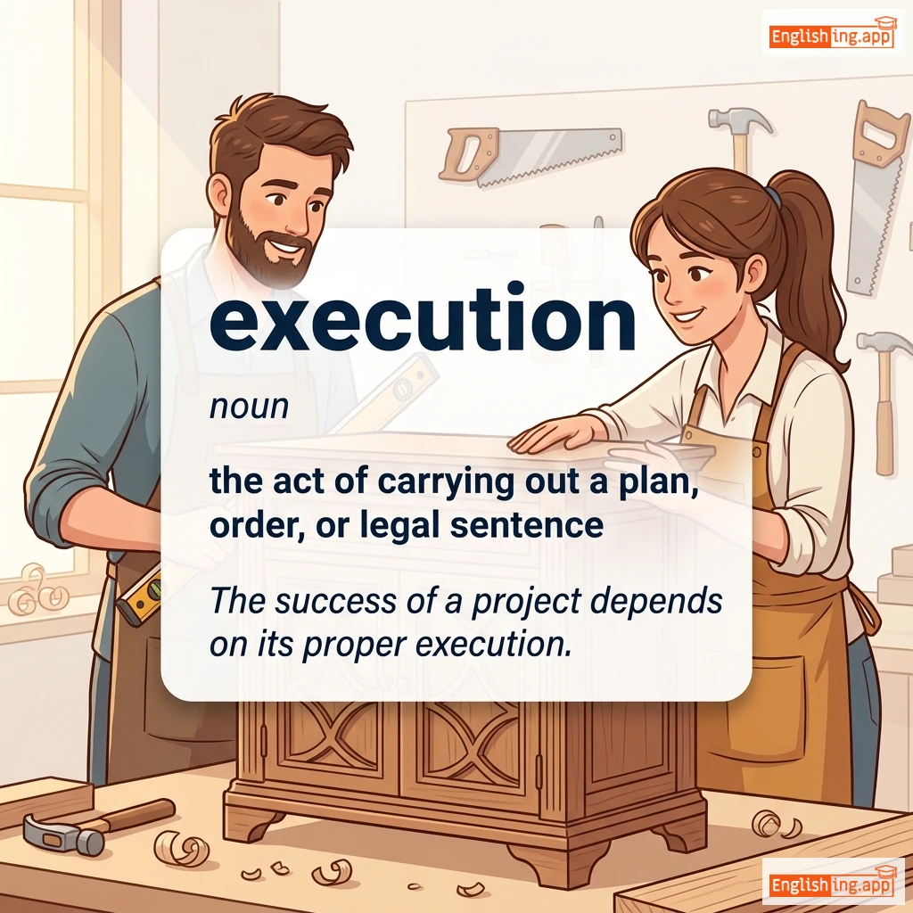 execution definition card — visual illustration of the meaning