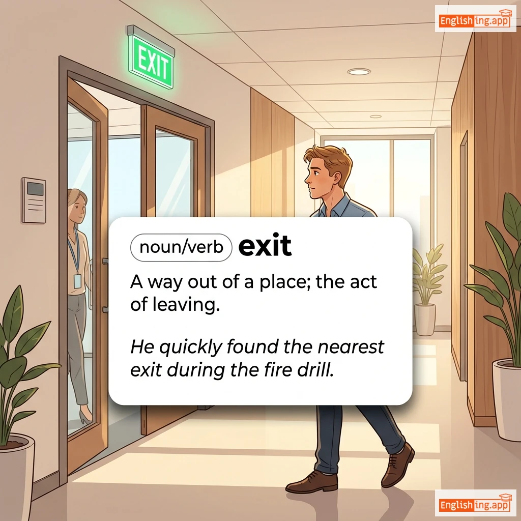 exit definition card — visual illustration of the meaning