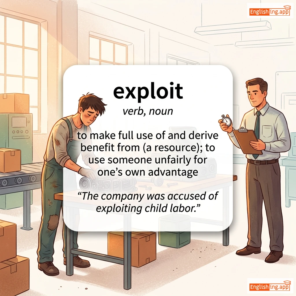 exploit definition card — visual illustration of the meaning