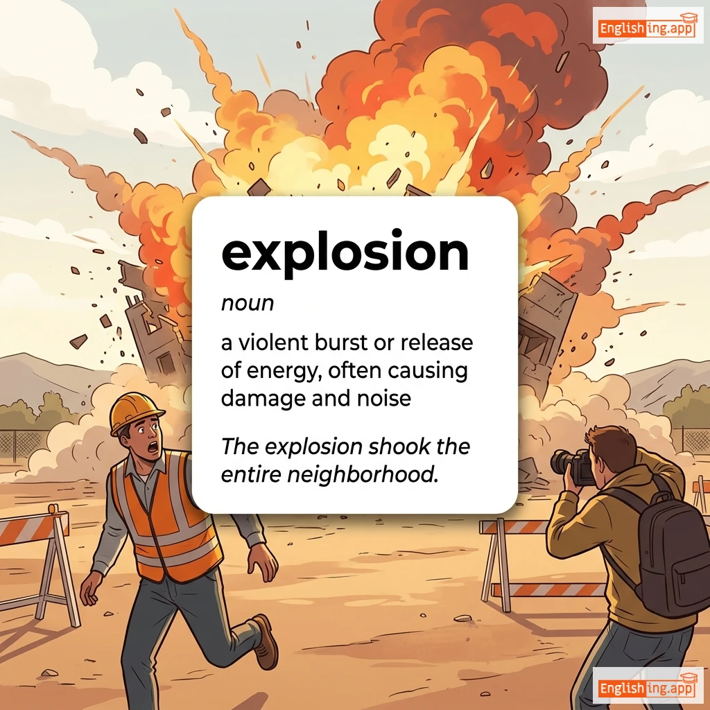 explosion definition card — visual illustration of the meaning