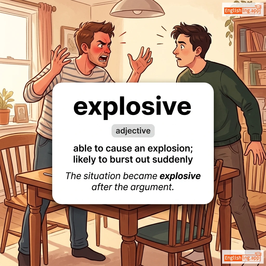 explosive definition card — visual illustration of the meaning