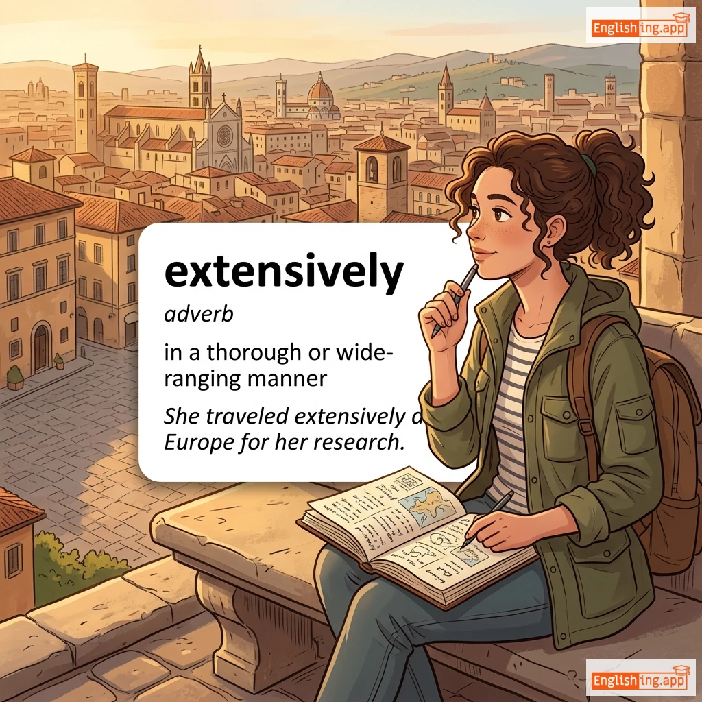 extensively definition card — visual illustration of the meaning