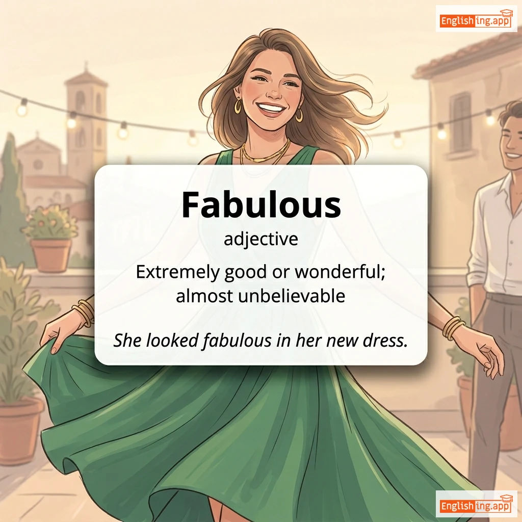 Fabulous definition card — visual illustration of the meaning